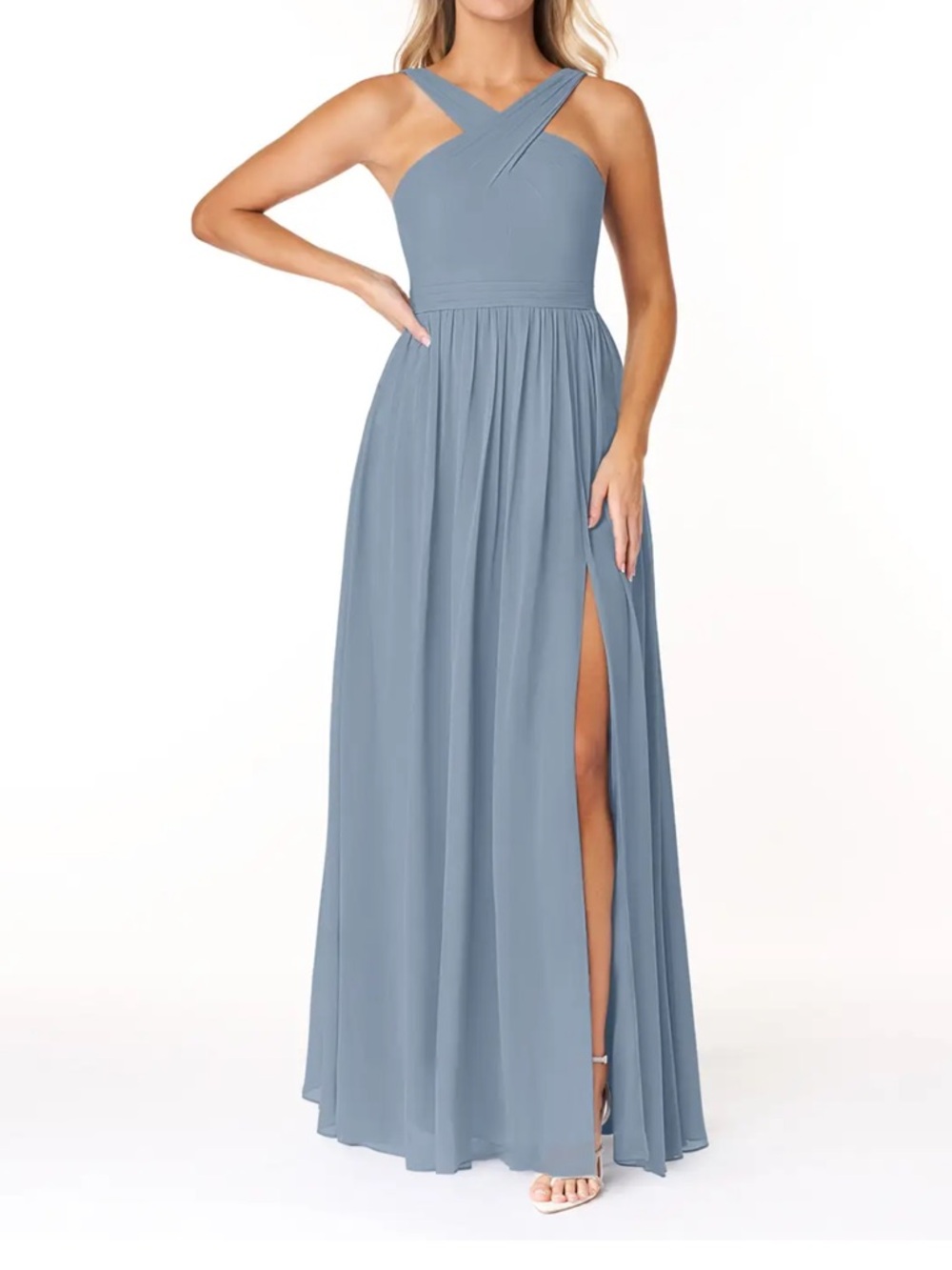 NWT Azazie Elvira Dusty Lavender A-Line Pleated Chiffon Dress Size A12